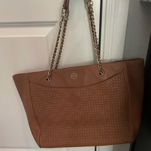 Tory Burch Tan Floral Quilted Bag